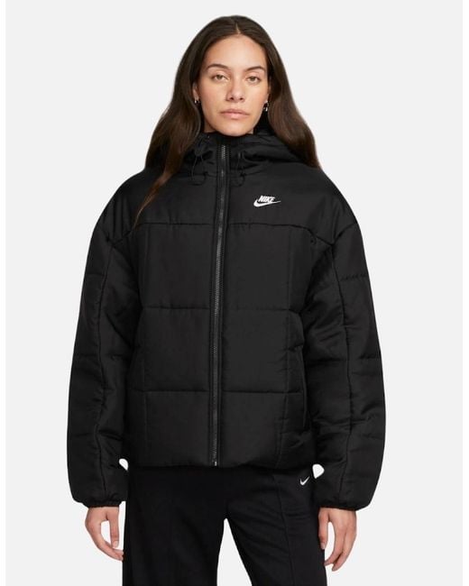 Nike Black Plain Quilted Puffer Jacket