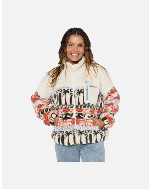 Rip Curl White Rip Curl Oceanic Crew Neck Full Zip Fleece