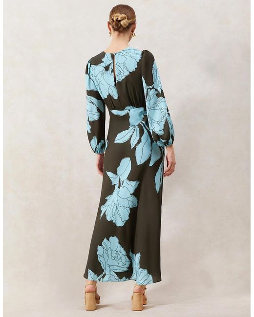 Ro&zo Blue Mae Floral Twist Front Midi Dress