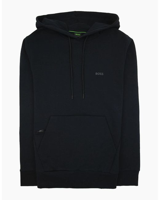 Boss Black Soody Stretch-Cotton Hoodie With Sandwich Logo 001 for men