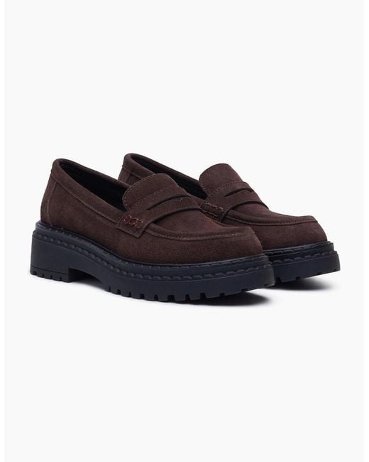 Hush Puppies Black Odessa Leather Chocolate Loafers