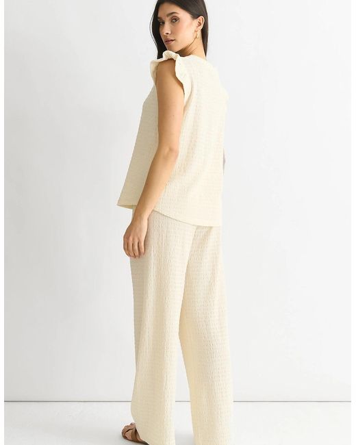 Gini London Natural Ivory Frill Sleeves Textured Oversized Top
