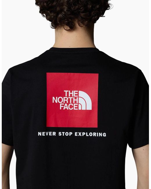 The North Face Black Redbox T Shirt Regular Fit Crew Neck Ss Summer Graphic Tee for men
