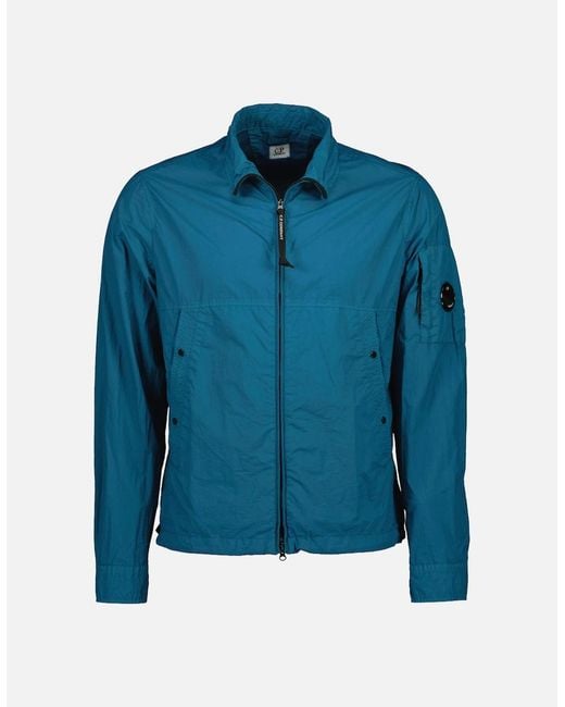 C P Company Blue Taylon L Lens Overshirt Jacket for men