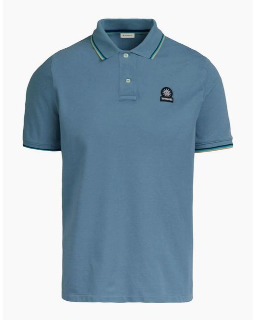 Sandbanks Blue Tipped Badge Pique Polo Shirt for men
