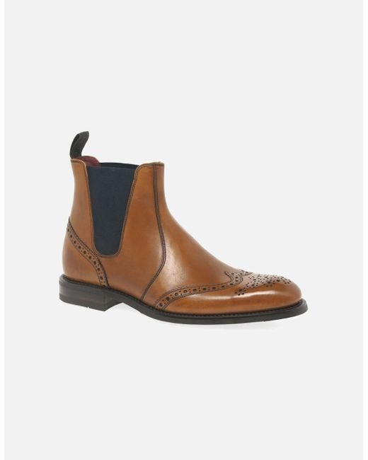Loake White Hoskins Brogue Chelsea Boots for men