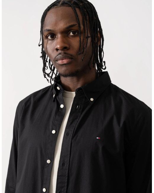 Tommy Hilfiger Black Core Flex Poplin Long Sleeve Shirt for men