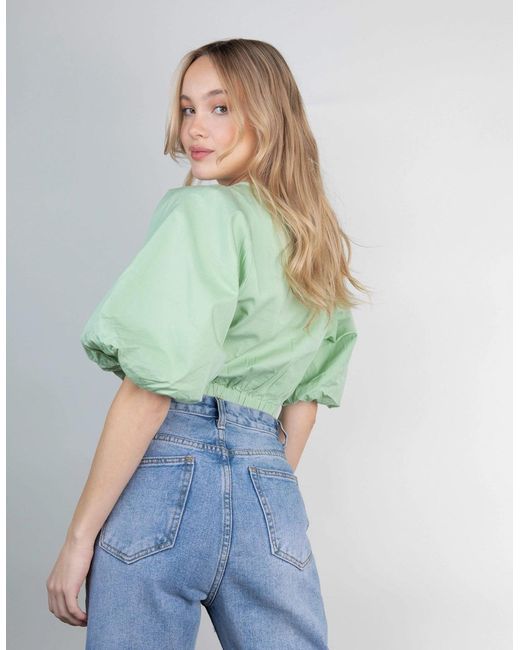 Pretty Lavish Green Ruby Puff Sleeve Blouse