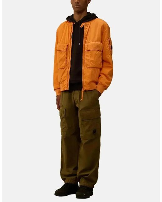 C P Company Black Diagonal Raised Fleece Lens Hoodie for men