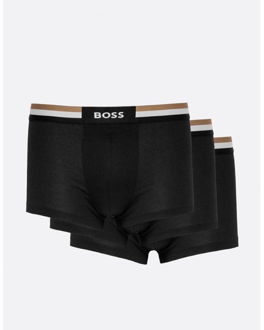 Boss Black Boss Motion 3 Pack Cotton-Blend Trunks With Signature Waistbands for men