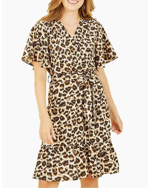 Mela London Brown V-Neck Knee Length Skater Dress