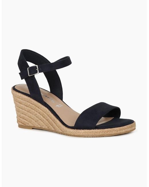 Tamaris Black Sweet Pea Wedge Heel Sandals