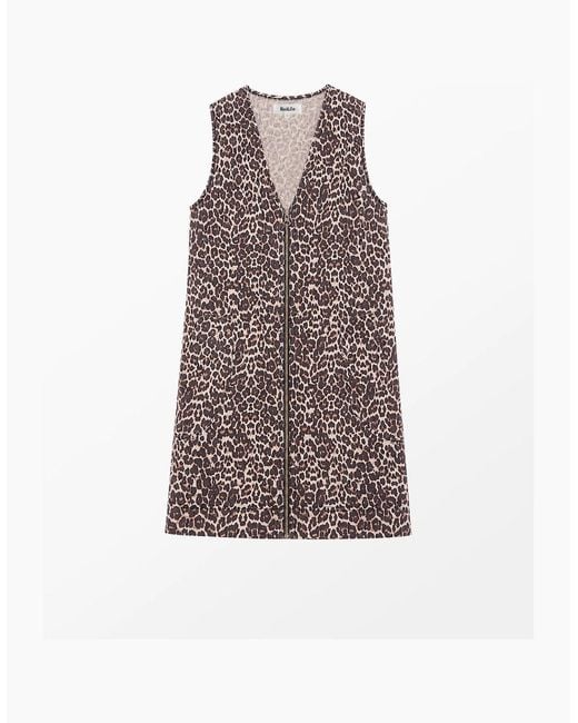 Ro&zo Brown Petite Leopard Print Denim Zip Front Mini Dress