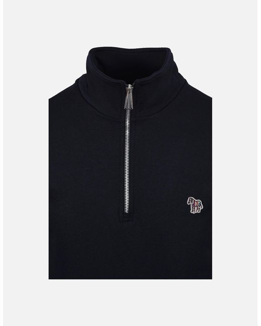 Paul Smith Blue Reg Fit Half Zip Sweat Zebra Dark for men