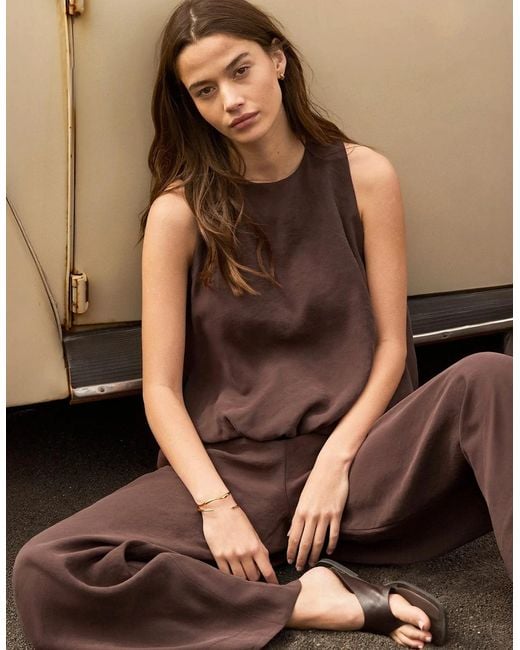 Ro&zo Brown Modal Bubble Hem Top