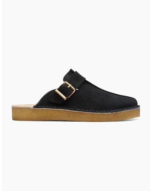 Clarks Black Trek Mule Suede Boat Shoes for men