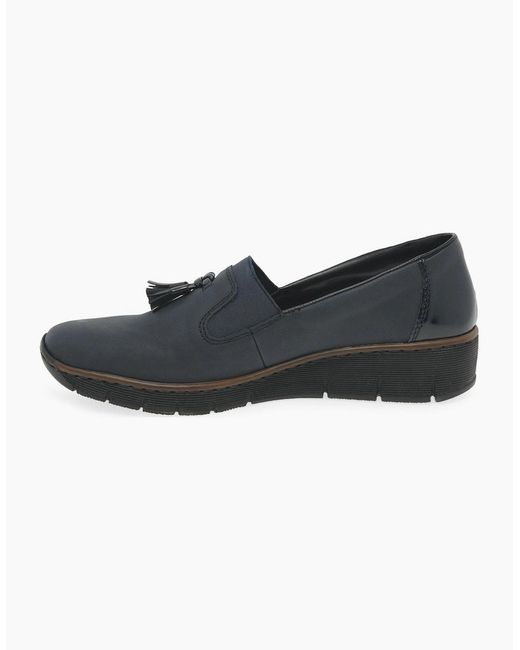 Rieker Black Gleam Tassel Loafers