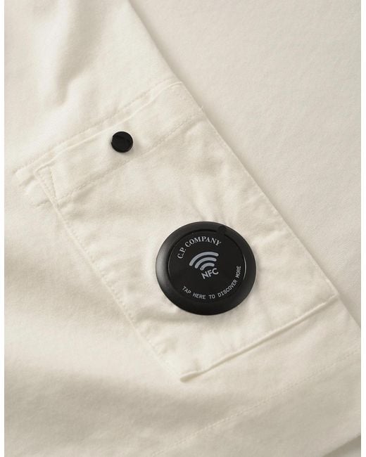 C P Company White 30/2 Heavy Cotton Lens T Shirt for men