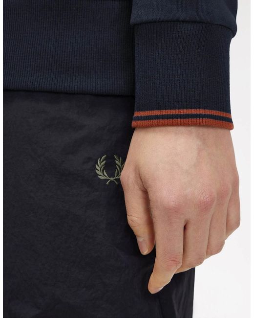 Fred Perry Blue Half Zip Collared Sweatshirt for men