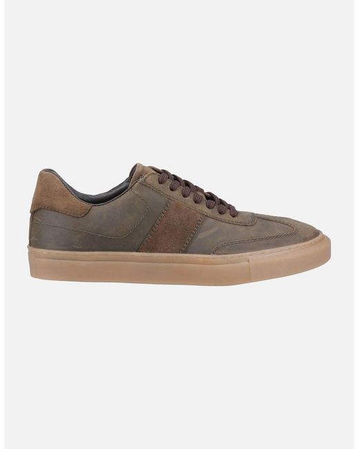 Hush Puppies Brown Riley Suede Khaki Trainers for men