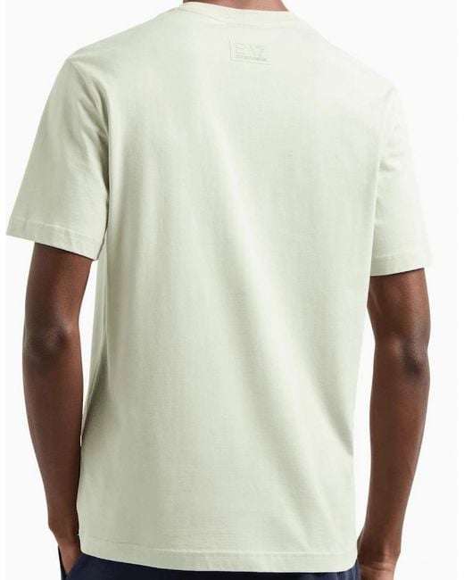 EA7 White Large Embossed Logo Pastel T-Shirt for men