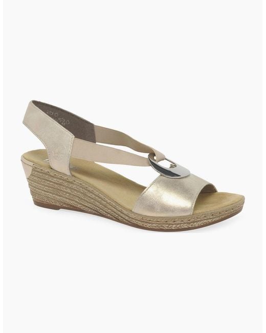 Rieker White Alula Wedge Heel Sandals