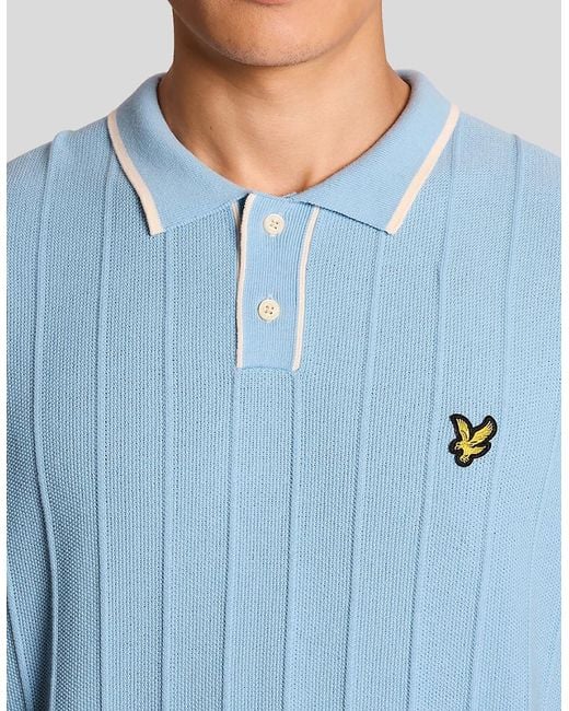 Lyle & Scott Blue Lyle & Scott Tipped Pique Knitted Polo Shirt for men
