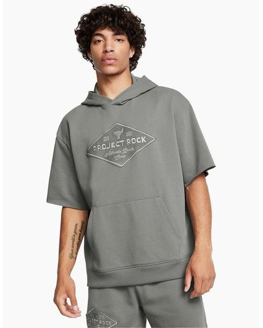 Under Armour Gray Relaxed Fit Drop Shoulder Hooded Sweatshirt for men
