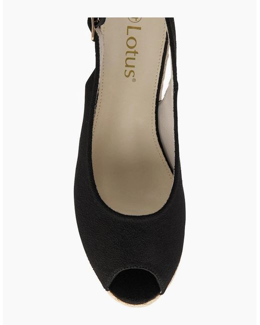 Lotus Black Gabriella Wedge Sandals