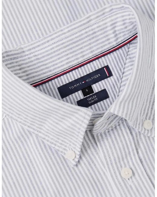 Tommy Hilfiger Gray Oxford Shirts Th Flex Slim Fit Top for men