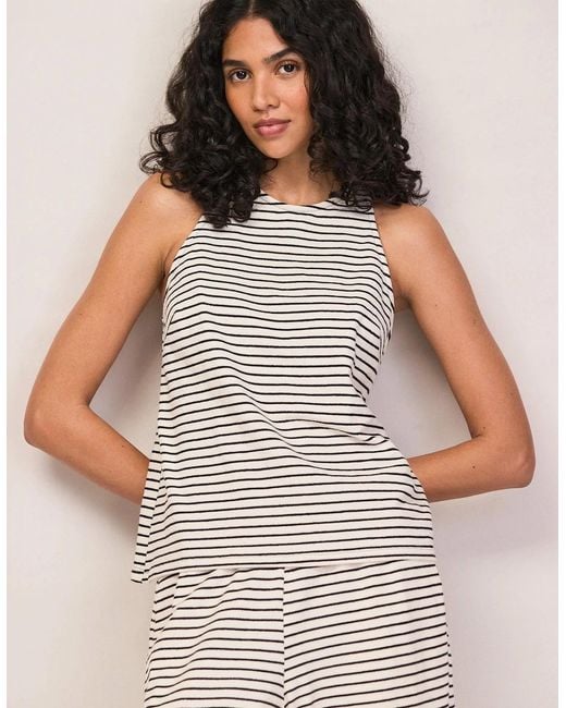 Ro&zo White And Stripe Cotton-Jersey Halter Top