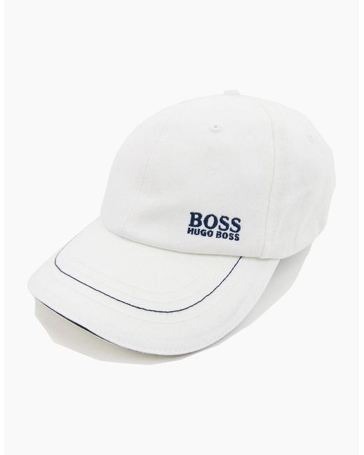 Boss White Embroidered Logo Cap 001 for men
