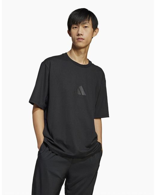 Adidas Black Z.N.E Regular Fit Crew Neck T-Shirt for men