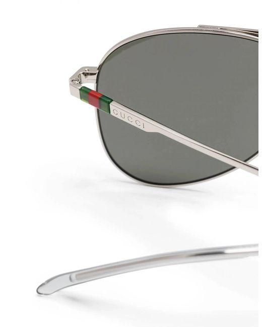 Gucci Gray Metal Webbing Aviator Sunglasses
