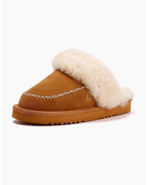 Osprey White London The Celeste Suede Chestnut Slippers