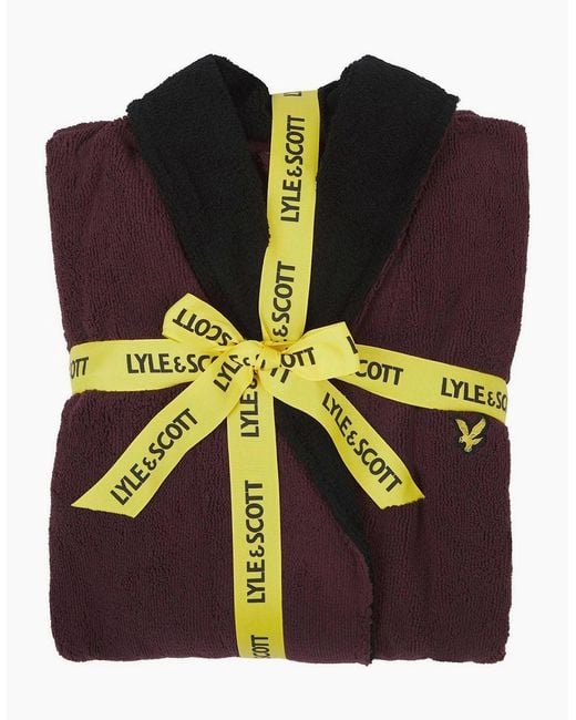 Lyle & Scott Red Shawl Neck Long Sleeve Robe for men