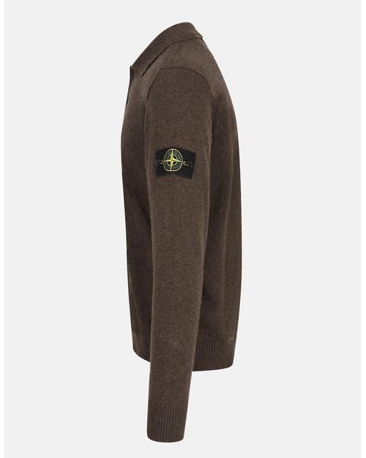 Stone Island Brown Knitted 5100018 Polo Shirt for men