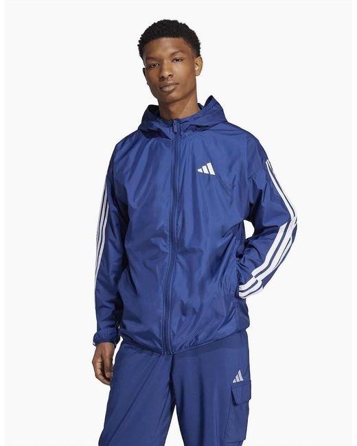 Adidas Blue 3-Stripes Windbreaker for men