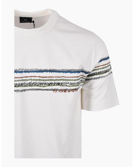 Paul Smith White Reg Fit Stripe T-Shirt for men