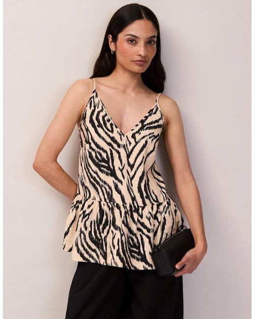 Ro&zo White Zebra Print Peplum Cami
