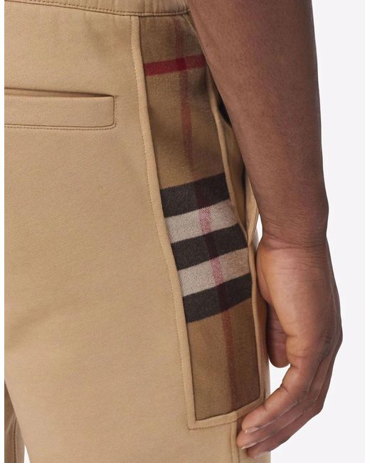Burberry Natural Check Panel Jogging Pants Camel for men