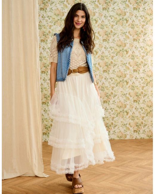 Cream Blue Rinna Waistcoat