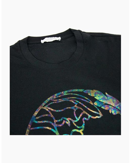 Versace Black Reflective Medusa Logo/S T Shirt Sa30 for men