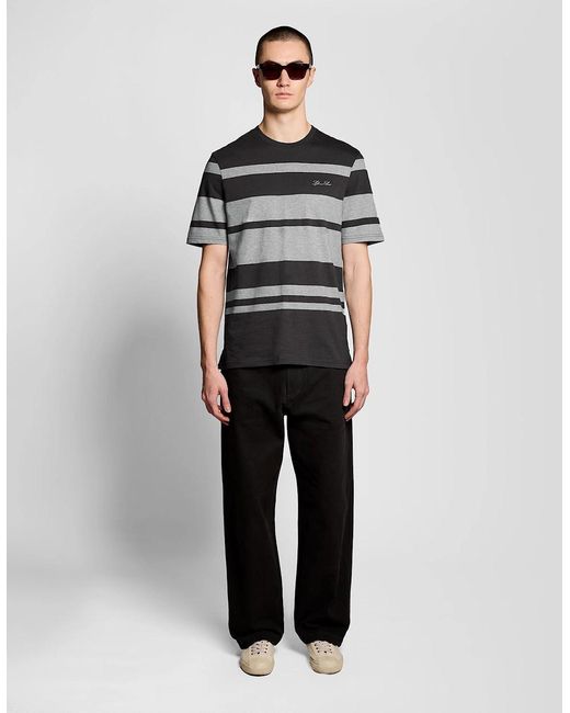 Lyle & Scott Black Relaxed Fit Stripe T-Shirt for men