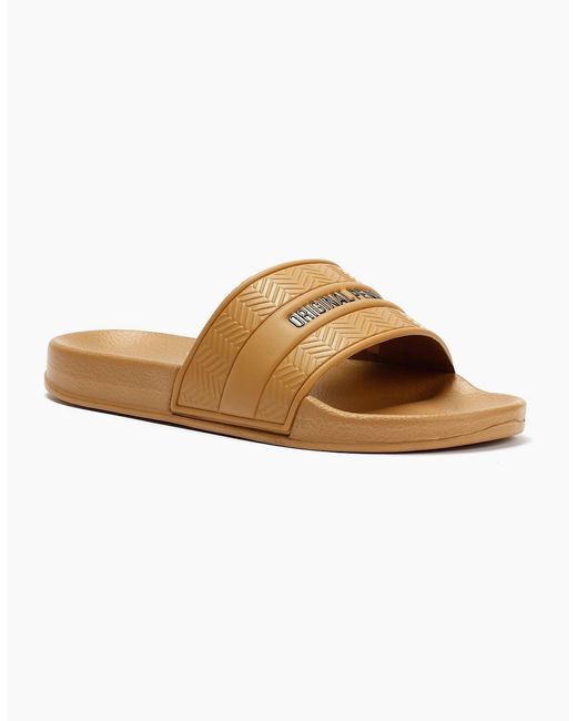 Original Penguin Brown Penguin Paradise Sand Slides for men