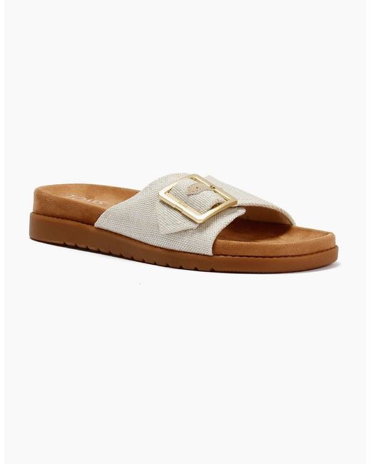 TOMS White Marin Slide Textile Natural Sandals