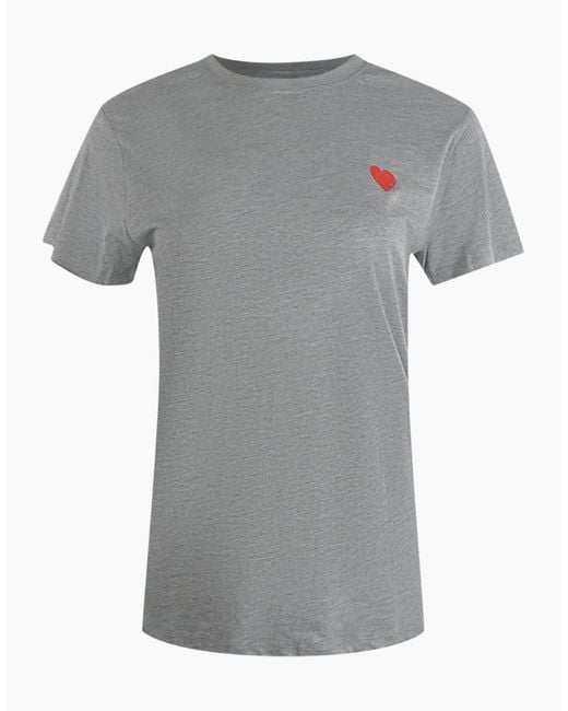 Love Moschino Gray Small Heart Logo T-Shirt