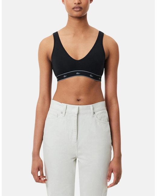 Lacoste Black Essential Stretch Cotton Triangle Bralette