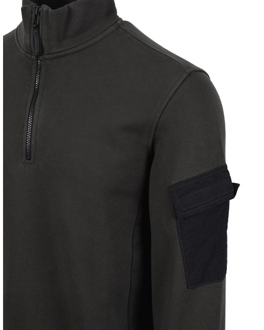 Ma Strum Black Half Zip Logo Sweat Oil Slick for men