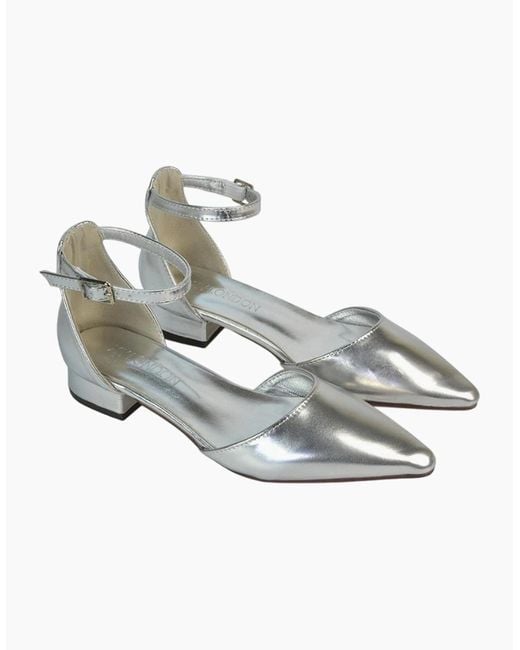 XY London Ladies Jenny Metallic Low Heel Court Shoes